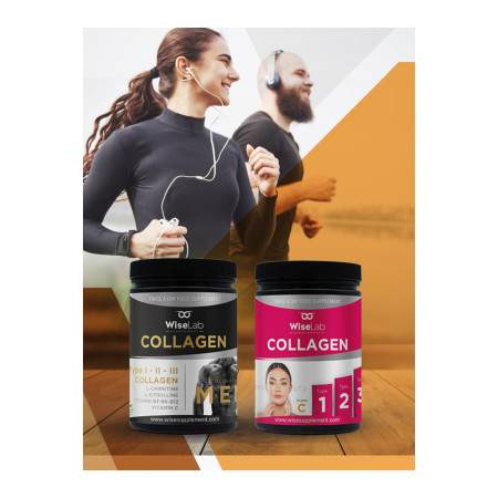 WiseLab Beauty Collagen Powder Tip123 Vitamin C 300gr + Men Collagen 300gr