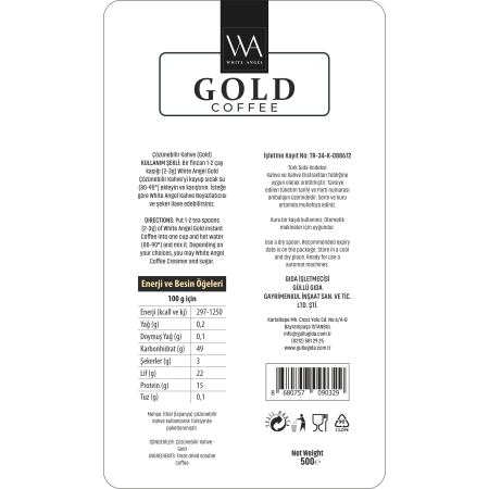 WHITE ANGEL Gold 500g Çözünebilir Granül Kahve